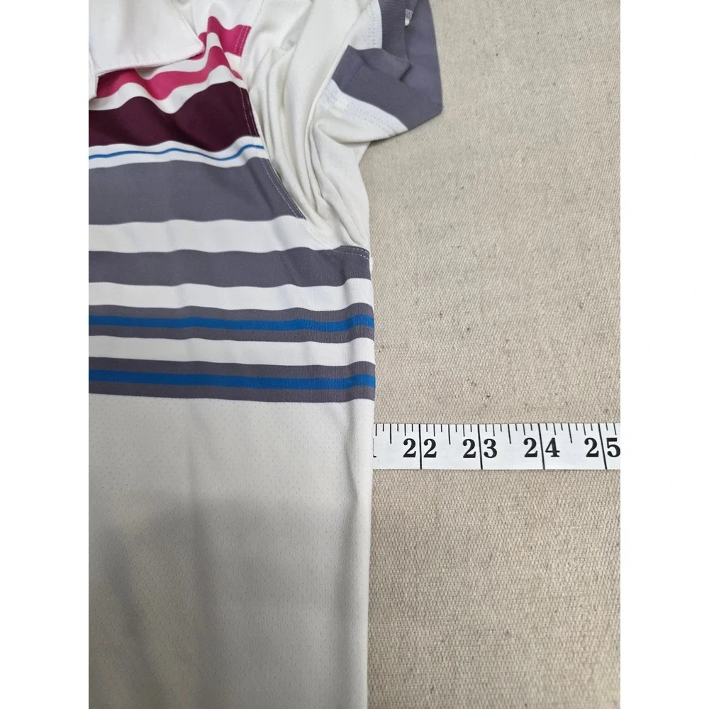 Nike Golf‎ Tour Performance Dri-Fit Striped Polo Shirt Mens Medium White Multi